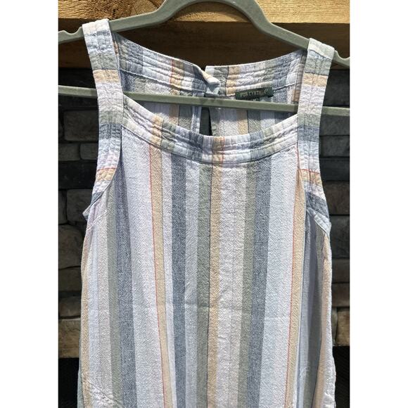 Women’s For Cynthia Striped Linen Blend Sleeveless Dress Size M *A3 - Picture 3 of 4